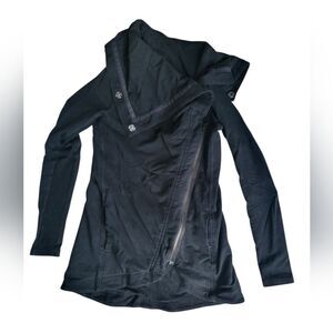 Size 2 Lululemon Black Asymmetrical Zip Cowl Yoga Sweater